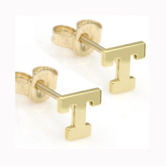 14k Gold Mini Alphabet Earrings Studs Sold as a Pair Fit for any Age - Picture 8 of 17